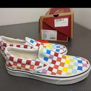 COPY - VANS Classic Slip On Rainbow Checkerboard Skate Shoes Men’s 5.5 Womens 7…